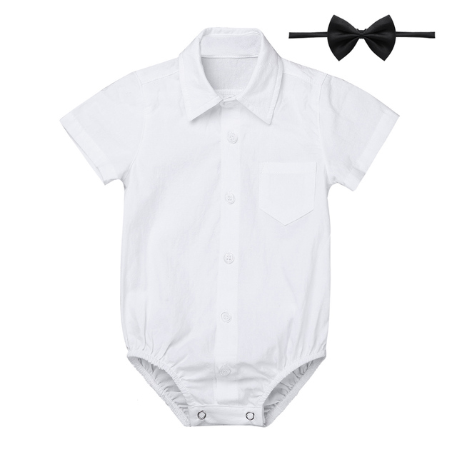 Kombinezon Dżentelmen Baby Boy - dla noworodków, klasyczna koszula biała z długimi rękawami - Wianko - 30
