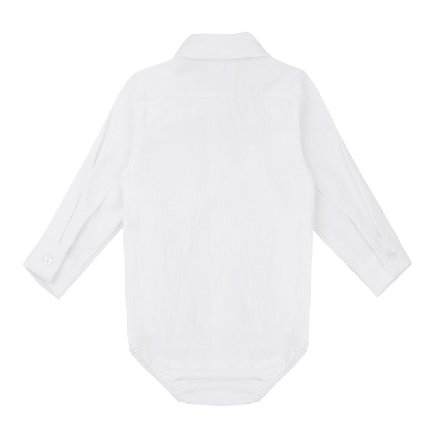 Kombinezon Dżentelmen Baby Boy - dla noworodków, klasyczna koszula biała z długimi rękawami - Wianko - 24