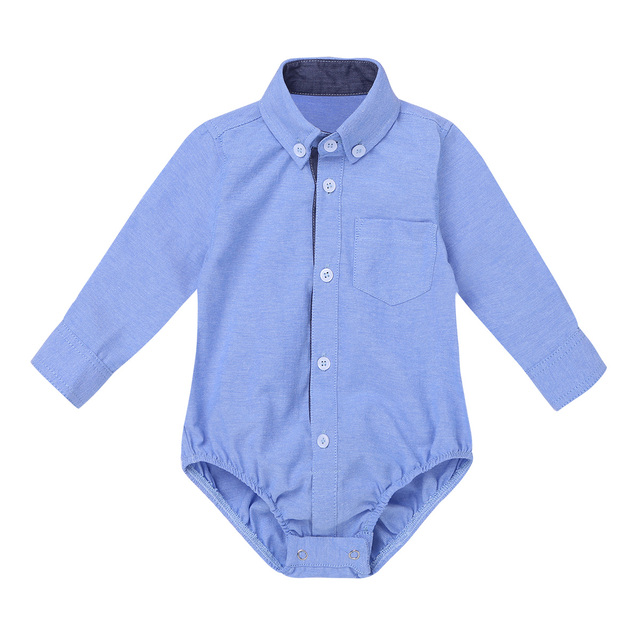 Kombinezon Dżentelmen Baby Boy - dla noworodków, klasyczna koszula biała z długimi rękawami - Wianko - 8
