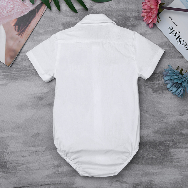 Kombinezon Dżentelmen Baby Boy - dla noworodków, klasyczna koszula biała z długimi rękawami - Wianko - 19