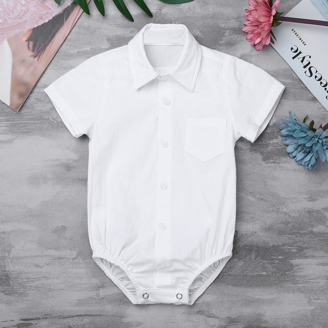 Kombinezon Dżentelmen Baby Boy - dla noworodków, klasyczna koszula biała z długimi rękawami - Wianko - 17