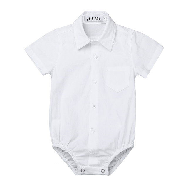 Kombinezon Dżentelmen Baby Boy - dla noworodków, klasyczna koszula biała z długimi rękawami - Wianko - 15