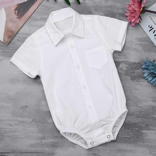 Kombinezon Dżentelmen Baby Boy - dla noworodków, klasyczna koszula biała z długimi rękawami - Wianko - 18
