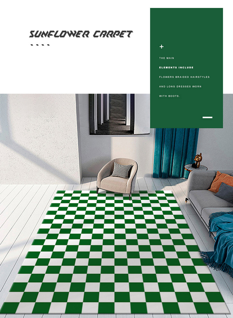 Plaid dywan marokański - kolorowa szachownica, antypoślizgowe, do salonu i sypialni, także jako wycieraczka wejściowa, idealny na podłogę i przy oknie - Wianko - 10