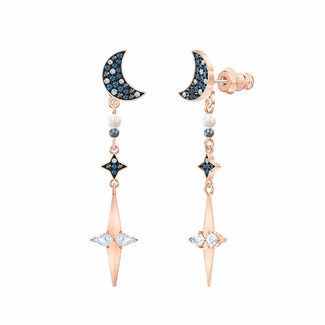 Kolczyki z zapięciem typu sztyft SWA1:1 - oryginalna biżuteria 2020, uroczy wisiorek gwiazda i księżyc, czarne magiczne kolczyki romantyczny prezent dla kobiet - Wianko - 25