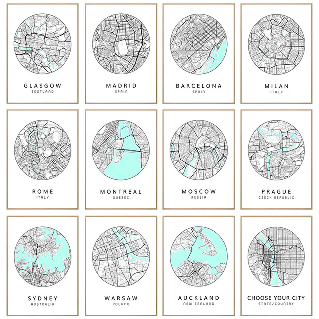 Plakat Mapa ulic miast: Paryż, Londyn, Nowy Jork, Rzym - dekoracja ściana, wystrój salonu - Wianko - 2