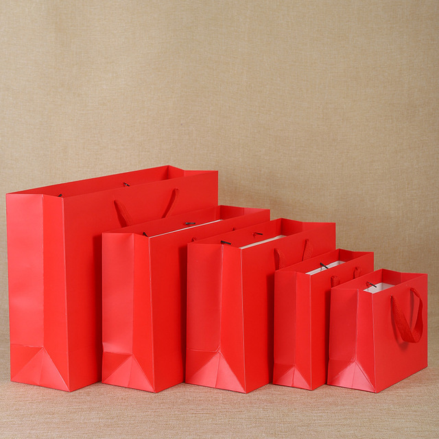 Czerwona długa papierowa torba dekoracyjna na prezent do słodkich wyrobów - Wianko - 4