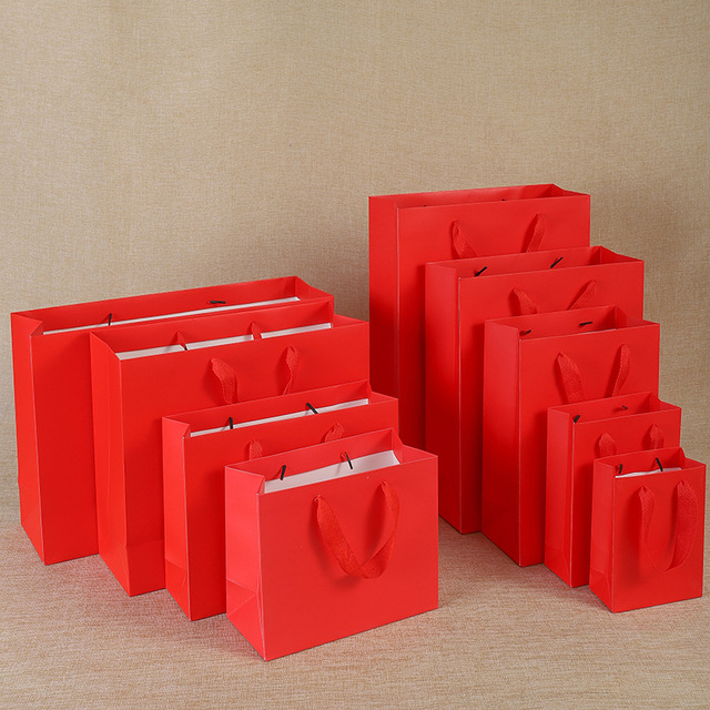 Czerwona długa papierowa torba dekoracyjna na prezent do słodkich wyrobów - Wianko - 2