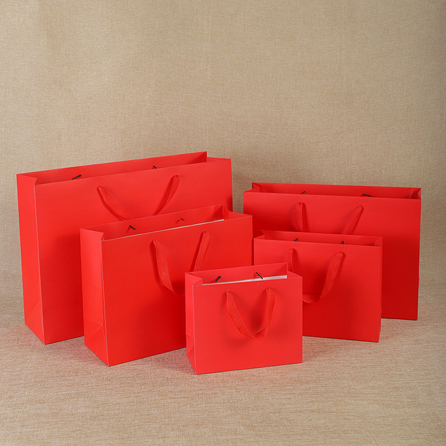Czerwona długa papierowa torba dekoracyjna na prezent do słodkich wyrobów - Wianko - 3