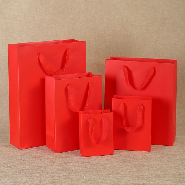 Czerwona długa papierowa torba dekoracyjna na prezent do słodkich wyrobów - Wianko - 1