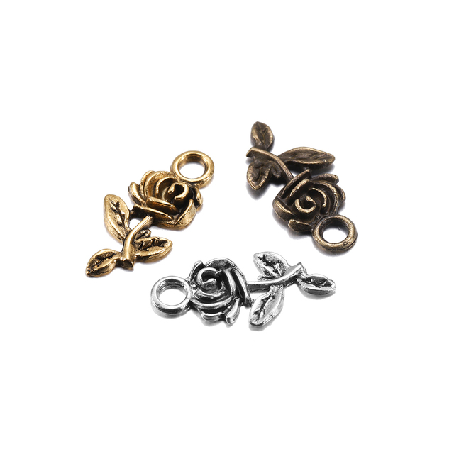 Bransoletki naszyjnik metalowe, pozłacane, w kształcie kwiatu róży, 20 sztuk/partia, 20x10mm, do DIY biżuterii - Wianko - 11