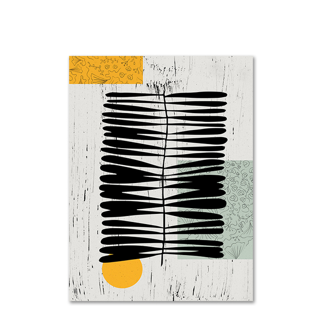 Obraz na płótnie - styl abstrakcyjne, czarne liście roślin - sztuka ścianek salonu, plakaty i druki, Nordic - Wianko - 4