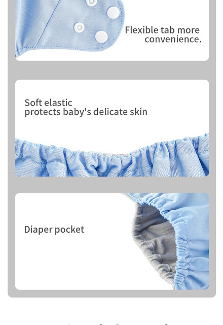 Regulowana wielokrotnego użytku pielucha dla niemowląt Elinfant - Pieluszka z zamkami na rzep, zmywalna, wykonana z miękkiego zamszu, szybkoschnąca, dla dzieci o wadze 3-15 kg - Wianko - 5