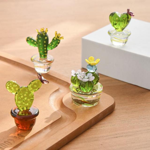 Figurka miniaturowa rośliny - ręcznie robione akcesoria dekoracyjne z kaktusem dla domu, sypialni, salonu i biura - Wianko - 4