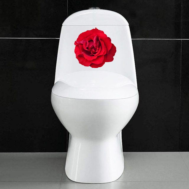 Naklejka ścienno-dekoracyjna YOJA 22.5x21.5 cm - czerwona róża, romantyczna dekoracja sypialni i łazienki - Wianko - 5