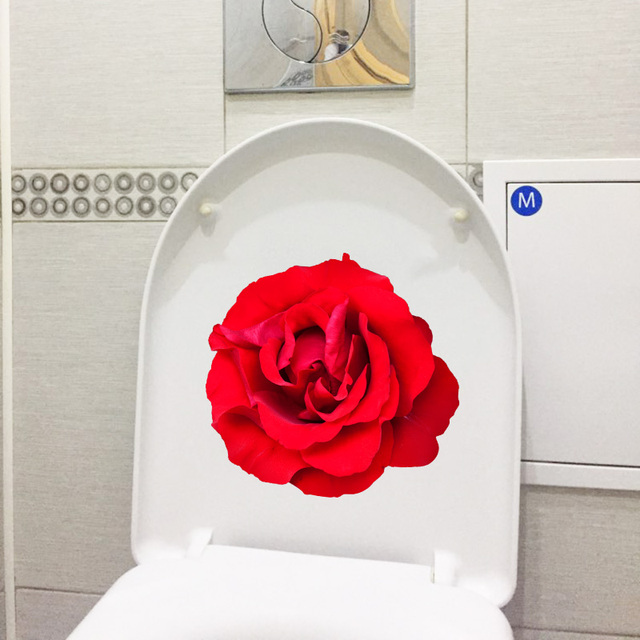 Naklejka ścienno-dekoracyjna YOJA 22.5x21.5 cm - czerwona róża, romantyczna dekoracja sypialni i łazienki - Wianko - 3