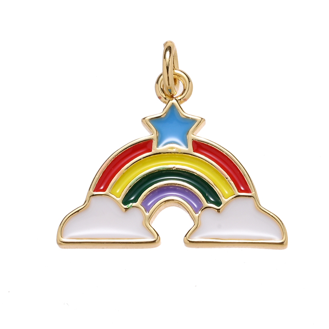 Wisiorek w kształcie serca Rainbow miłość - złoty wraz ze złotą gwiazdą i urokiem miedzianym - Wianko - 6
