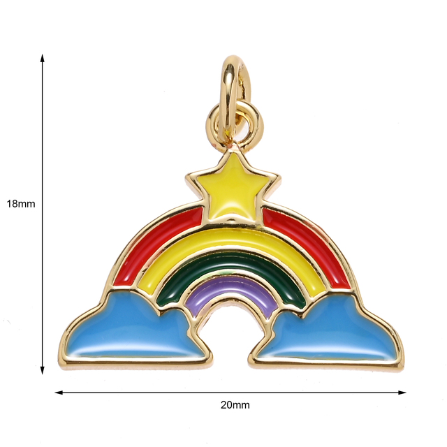 Wisiorek w kształcie serca Rainbow miłość - złoty wraz ze złotą gwiazdą i urokiem miedzianym - Wianko - 5