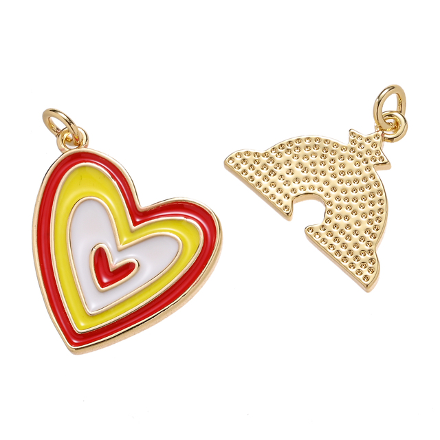 Wisiorek w kształcie serca Rainbow miłość - złoty wraz ze złotą gwiazdą i urokiem miedzianym - Wianko - 8