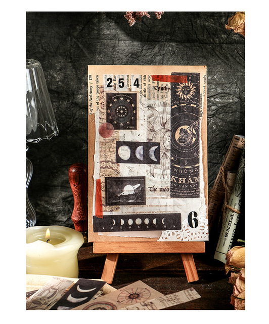 40 sztuk naklejek papierowych Vintage Moon Phase Astrolabe Antique bilet - dekoracje i etykiety Planner Scrapbooking - Wianko - 20