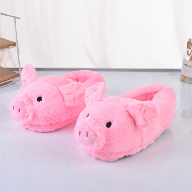 Kapcie pluszowe z motywem ślicznej Fuzzy świnii - antypoślizgowe, ciepłe, dla pań i dzieci - Wianko - 5