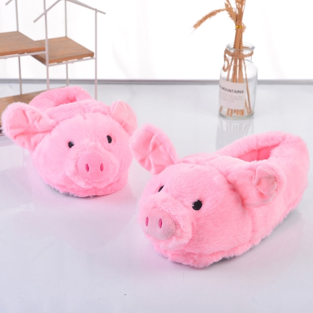 Kapcie pluszowe z motywem ślicznej Fuzzy świnii - antypoślizgowe, ciepłe, dla pań i dzieci - Wianko - 8