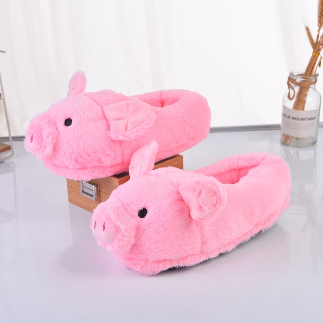Kapcie pluszowe z motywem ślicznej Fuzzy świnii - antypoślizgowe, ciepłe, dla pań i dzieci - Wianko - 3