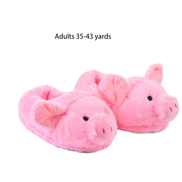 Kapcie pluszowe z motywem ślicznej Fuzzy świnii - antypoślizgowe, ciepłe, dla pań i dzieci - Wianko - 6