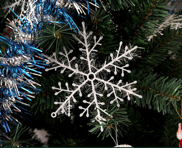 15 sztuk DIY plastikowych białych fałszywych płatków śniegu na Boże Narodzenie - ozdoby do dekoracji choinki i domu na święta - Wianko - 4