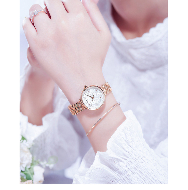 SINOBI elegancki zegarek damski róża złoto wodoodporny ultra-cienki ze stali nierdzewnej - Wianko - 1