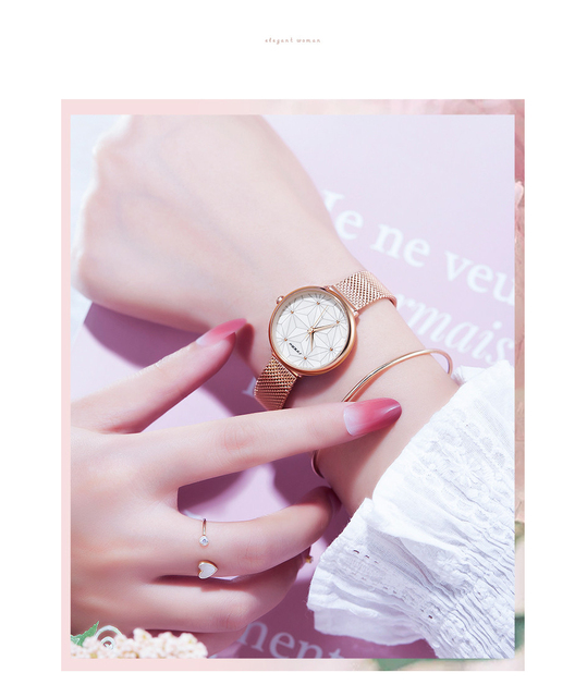 SINOBI elegancki zegarek damski róża złoto wodoodporny ultra-cienki ze stali nierdzewnej - Wianko - 4