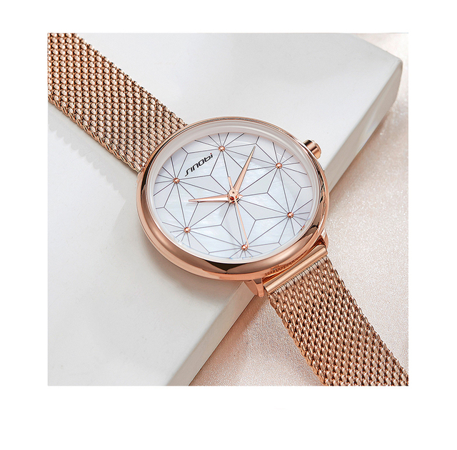 SINOBI elegancki zegarek damski róża złoto wodoodporny ultra-cienki ze stali nierdzewnej - Wianko - 7