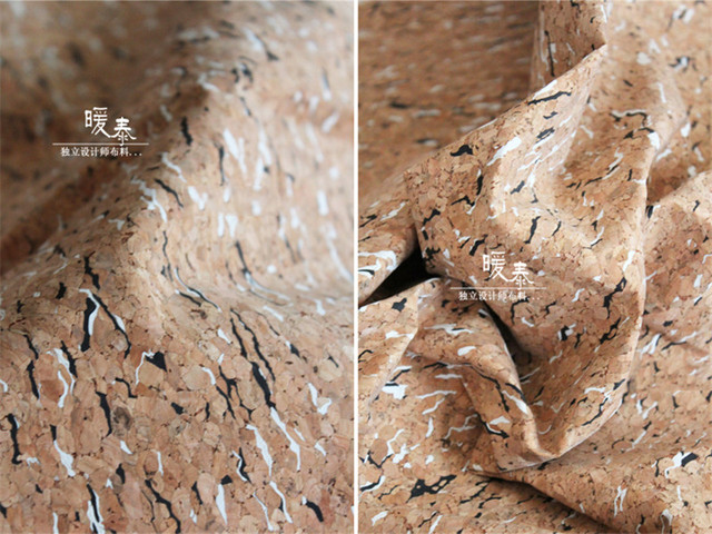 Korek PU skóra w arkuszach czarno-białe punktowe drewno - do DIY torebek, toreb, notesów, ubrań i dekoracji rzemieślniczych - Wianko - 3