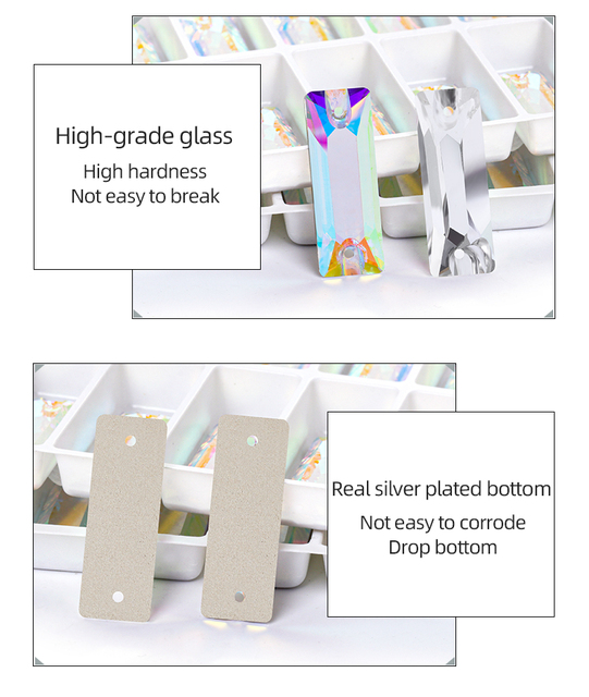 Szklane kamienie Strass Glitter AB do przyszywania - dekoracyjne akcesoria na spodnie, torby i ubrania - Wianko - 2