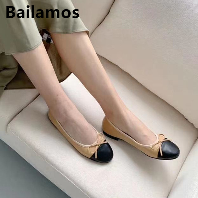 Modne damskie baleriny Bailamos 2021 - płaskie wsuwane buty typu flats - wiosna/jesień - markowe, biurowe mieszkania z muszką - Wianko - 13
