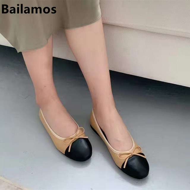 Modne damskie baleriny Bailamos 2021 - płaskie wsuwane buty typu flats - wiosna/jesień - markowe, biurowe mieszkania z muszką - Wianko - 7