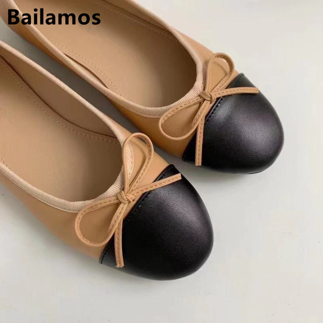 Modne damskie baleriny Bailamos 2021 - płaskie wsuwane buty typu flats - wiosna/jesień - markowe, biurowe mieszkania z muszką - Wianko - 19