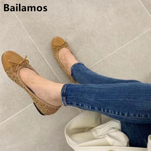 Modne damskie baleriny Bailamos 2021 - płaskie wsuwane buty typu flats - wiosna/jesień - markowe, biurowe mieszkania z muszką - Wianko - 12