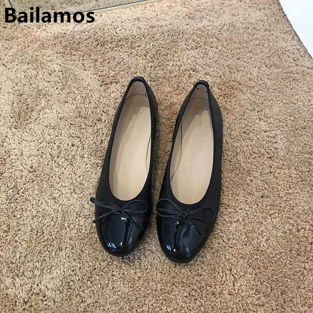 Modne damskie baleriny Bailamos 2021 - płaskie wsuwane buty typu flats - wiosna/jesień - markowe, biurowe mieszkania z muszką - Wianko - 4