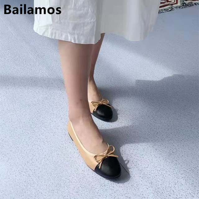 Modne damskie baleriny Bailamos 2021 - płaskie wsuwane buty typu flats - wiosna/jesień - markowe, biurowe mieszkania z muszką - Wianko - 11