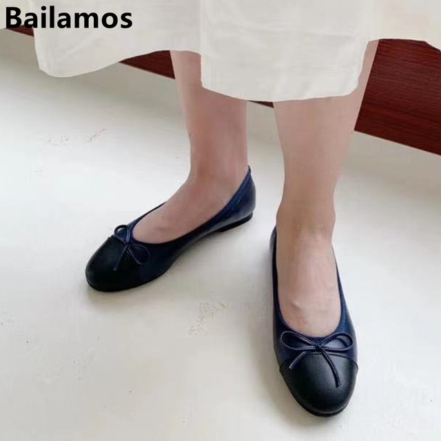 Modne damskie baleriny Bailamos 2021 - płaskie wsuwane buty typu flats - wiosna/jesień - markowe, biurowe mieszkania z muszką - Wianko - 15