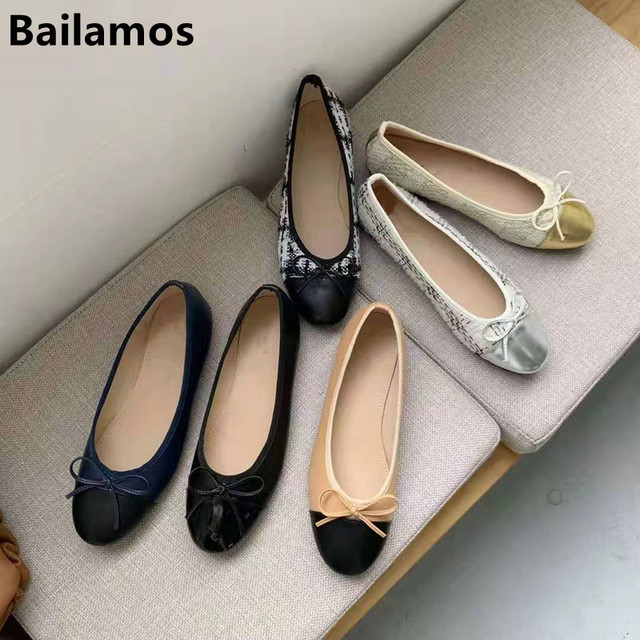 Modne damskie baleriny Bailamos 2021 - płaskie wsuwane buty typu flats - wiosna/jesień - markowe, biurowe mieszkania z muszką - Wianko - 3