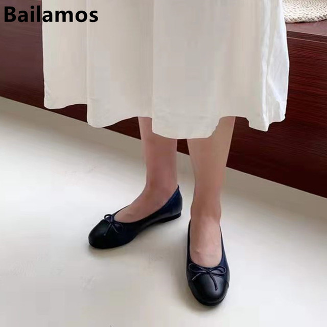 Modne damskie baleriny Bailamos 2021 - płaskie wsuwane buty typu flats - wiosna/jesień - markowe, biurowe mieszkania z muszką - Wianko - 8