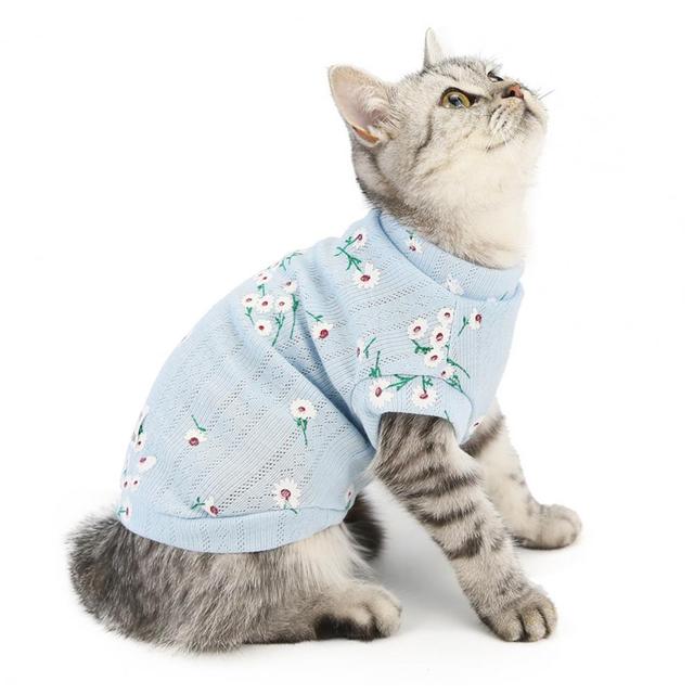 Koszulka bezrękawnik dla kotów z motywem kwiatowym Marguerite - Wianko - 3