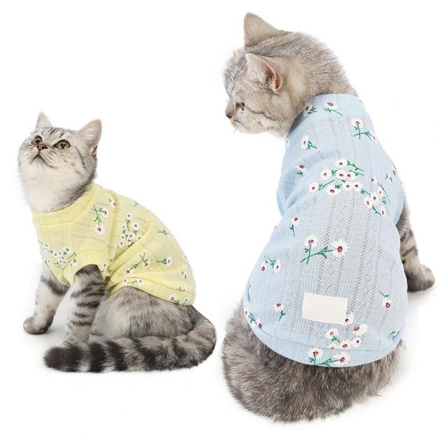 Koszulka bezrękawnik dla kotów z motywem kwiatowym Marguerite - Wianko - 1