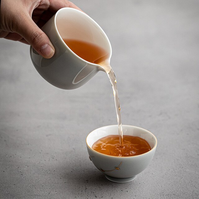 Zestaw do herbaty Kung Fu Justice Cup Ceramika Celadon z aloesową szarością - Wianko - 6