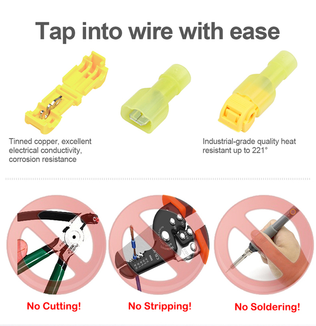 Komplet 10/25/50 złączy T kształt przewodów elektrycznych - szybki montaż, uniwersalne złącze zaciskowe do ocieplania okablowania - Wianko - 3