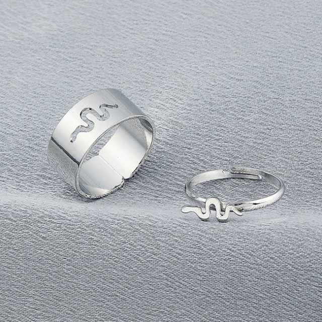 Artystyczne srebrne pierścionki otwierające w kształcie smoka, gwiazdy, księżyca i serca - zestaw dla pary - Wianko - 12