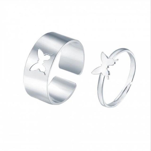 Artystyczne srebrne pierścionki otwierające w kształcie smoka, gwiazdy, księżyca i serca - zestaw dla pary - Wianko - 9