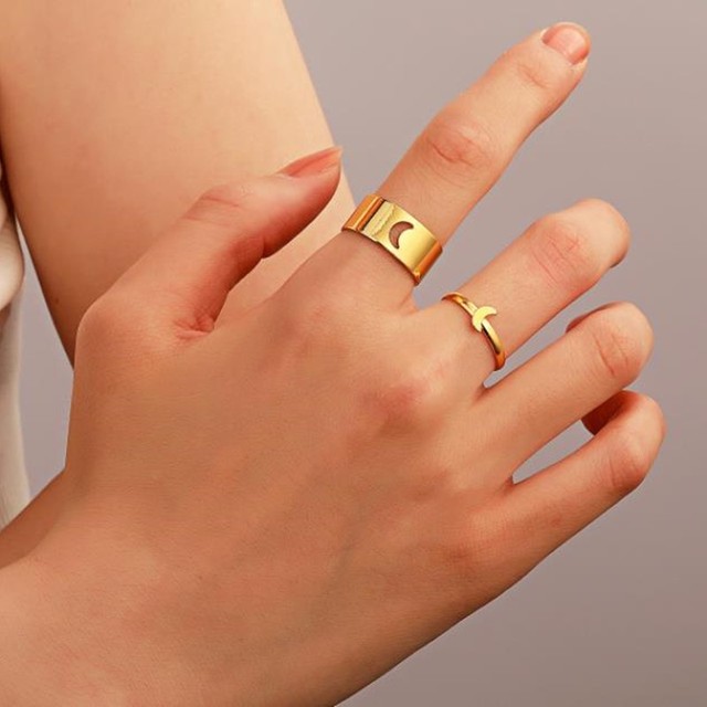 Artystyczne srebrne pierścionki otwierające w kształcie smoka, gwiazdy, księżyca i serca - zestaw dla pary - Wianko - 3